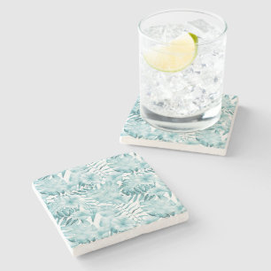 Dessous-de-verre En Pierre Fleurs d'Aqua de Menthe Tropicale