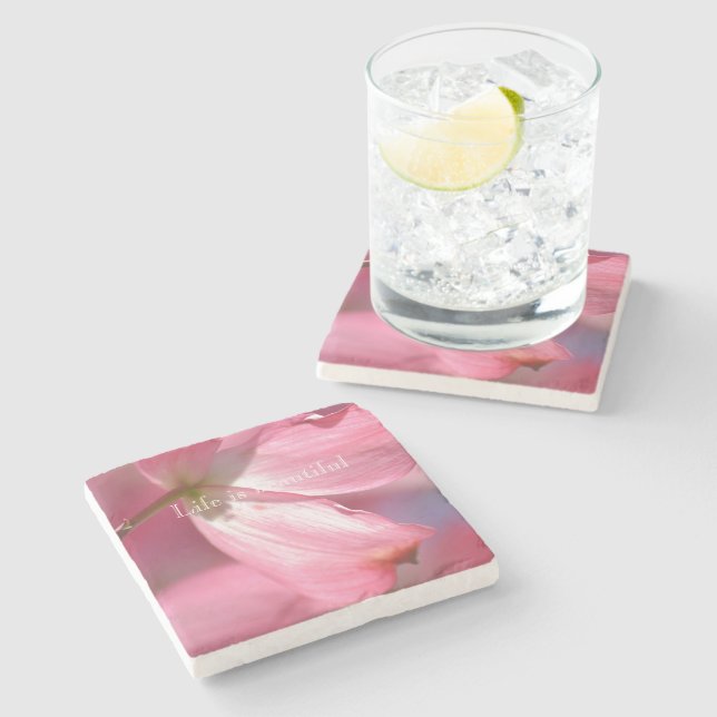 Dessous-de-verre En Pierre Fleurs de Dogwood Rose (Côté)