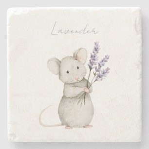 Dessous-de-verre En Pierre Fleurs de Lavande de Souris