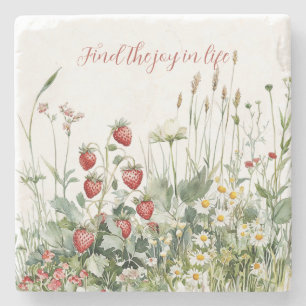 Dessous-de-verre En Pierre Fleurs de marguerite aux fraises