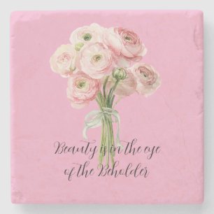 Dessous-de-verre En Pierre Fleurs de Ranunculus roses