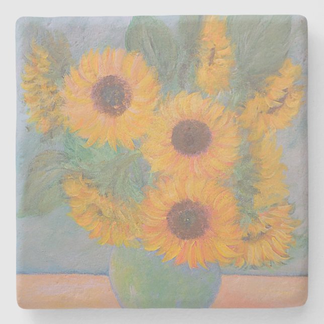 Dessous-de-verre En Pierre Fleurs de soleil molles (Devant)