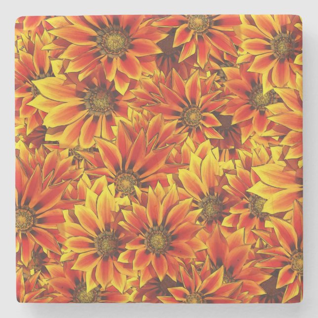 Dessous-de-verre En Pierre Fleurs de soleil orange (Devant)