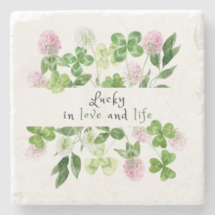 Dessous-de-verre En Pierre Fleurs de trèfle à aquarelle Lucky