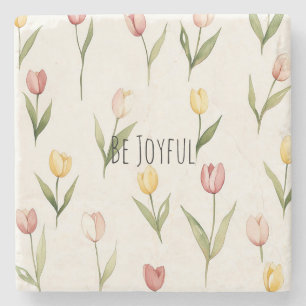 Dessous-de-verre En Pierre Fleurs de tulipes jaunes roses  