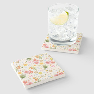 Dessous-de-verre En Pierre Fleurs et coquillages Tropiques Côtiers