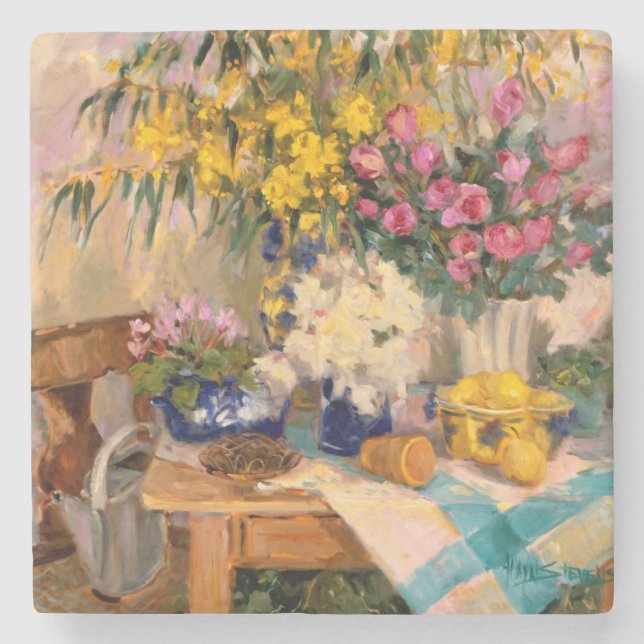 Dessous-de-verre En Pierre Fleurs fraîches II (Devant)