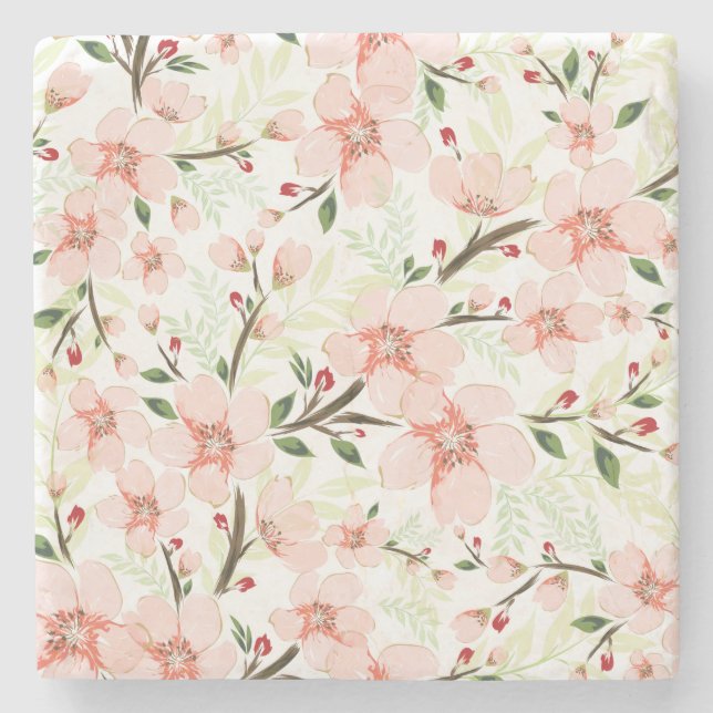 Dessous-de-verre En Pierre Fleurs roses (Devant)