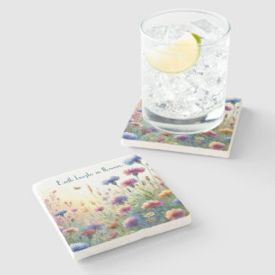 Dessous-de-verre En Pierre Fleurs sauvages & Citation