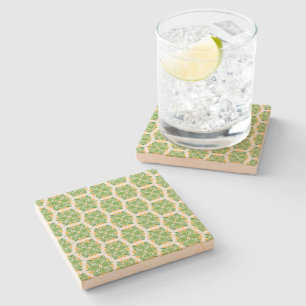 Dessous-de-verre En Pierre Fleurs Vertes, Motif De Fleurs, Modèle Floral