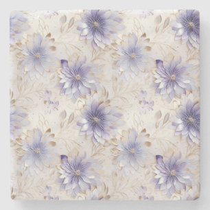 Dessous-de-verre En Pierre Fleurs violettes d'or blanc