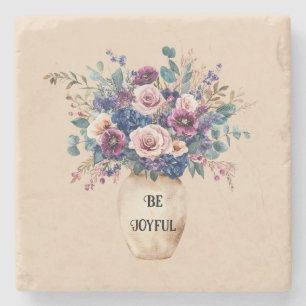 Dessous-de-verre En Pierre Fleurs Violettes Roses Rouges Joyeuses