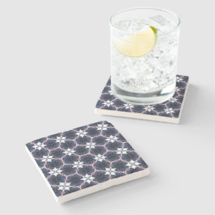 Dessous-de-verre En Pierre Floral bleu de minuit