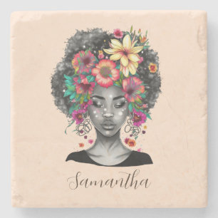 Dessous-de-verre En Pierre Floral Elegant Afro Femme