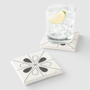 Dessous-de-verre En Pierre Floral noir et blanc
