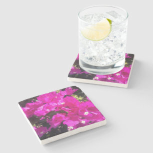 Dessous-de-verre En Pierre Floral rose vibre