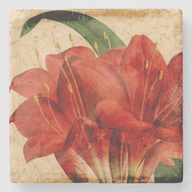 Dessous-de-verre En Pierre Floral vibrant VIII (Devant)