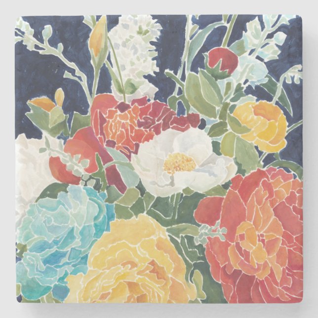 Dessous-de-verre En Pierre Florals de minuit Ier (Devant)