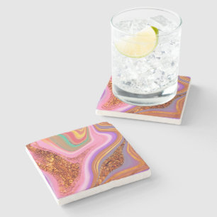 Dessous-de-verre En Pierre Flux de quartz rose