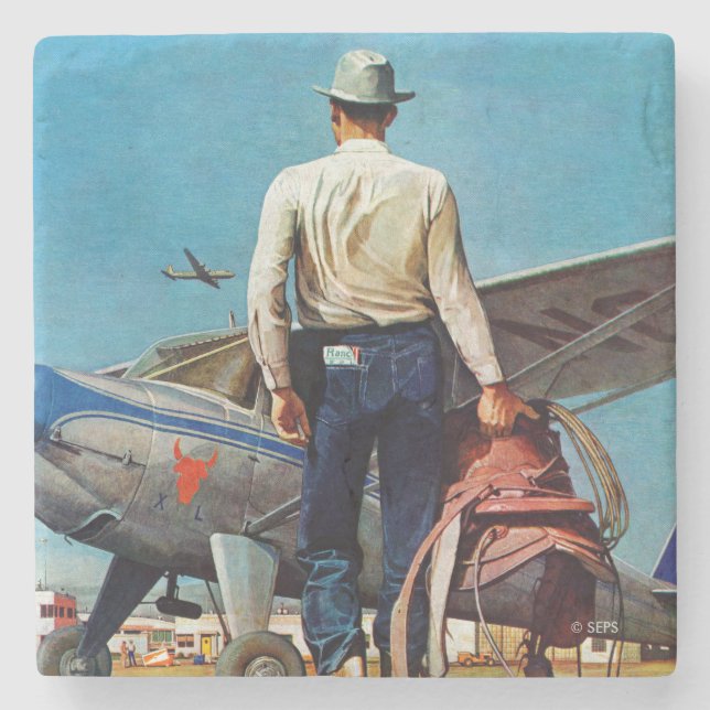 Dessous-de-verre En Pierre Flying Cowboy par Mead Schaeffer (Devant)