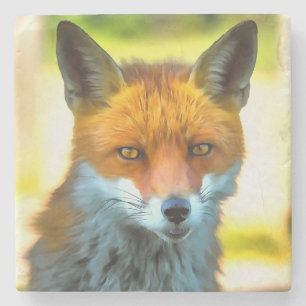 Dessous-de-verre En Pierre Fox Portrait Réaliste Art faunique
