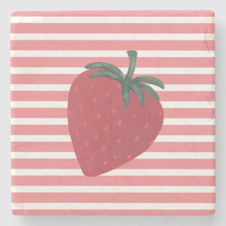 Dessous-de-verre En Pierre Fraise Rouge Fruit et Rayures