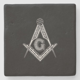 Dessous-de-verre En Pierre Franc-maçon (noir)