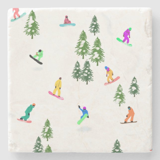 Dessous-de-verre En Pierre Freeride Snowboarder Illustration de snowboard (Devant)