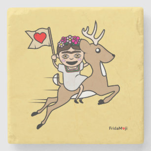 Dessous-de-verre En Pierre Frida Kahlo   FridaMoji - Reindeer