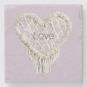 Dessous-de-verre En Pierre Fringe de coeur blanc lavande