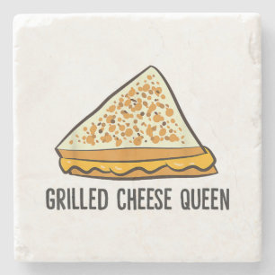 Dessous-de-verre En Pierre Fromage Grillé Queen Funny Fromage Grillé