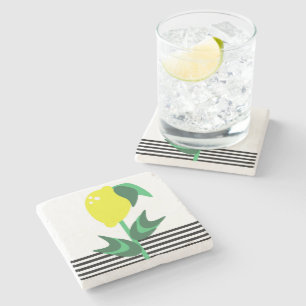 Dessous-de-verre En Pierre Fruit citron Jardin Plante rayures