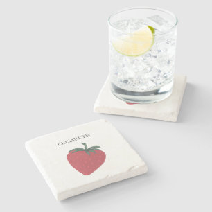 Dessous-de-verre En Pierre Fruit fraise rouge Nom personnalisé
