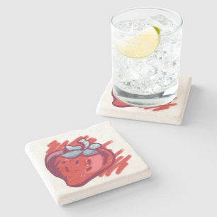 Dessous-de-verre En Pierre Fruit Motif fraises sur l'or fêté
