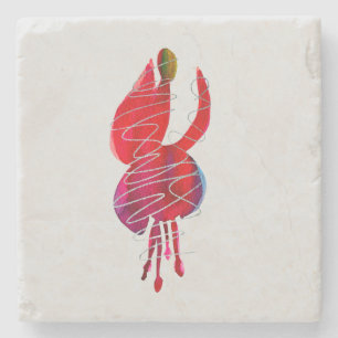 Dessous-de-verre En Pierre Fuchsia abstraite aquarelle florale