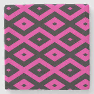 Dessous-de-verre En Pierre Fuchsia et motif de diamants noirs