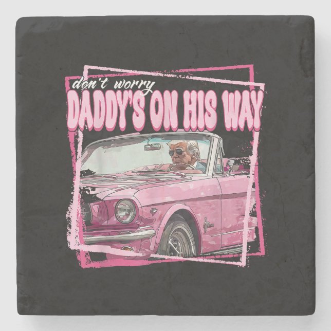 Dessous-de-verre En Pierre Funny Daddy's Home Trump Pink 2024 Take America Ba (Devant)