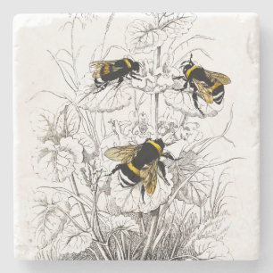 Dessous-de-verre En Pierre Gaffez les abeilles sur des fleurs