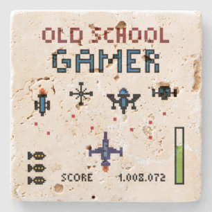 Dessous-de-verre En Pierre Gamer Spacheship de vieille école