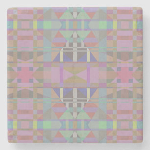 Dessous-de-verre En Pierre Géométrique vert violet rose