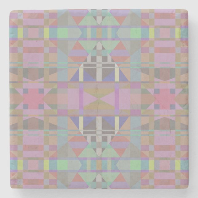 Dessous-de-verre En Pierre Géométrique vert violet rose (Devant)