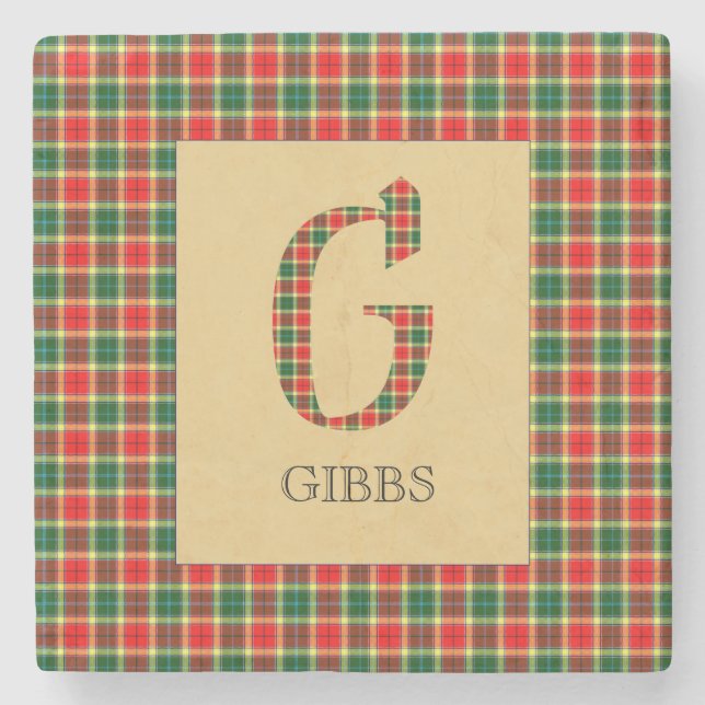 Dessous-de-verre En Pierre Gibbs Tartan Monogramme G (Devant)