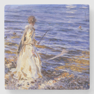 Dessous-de-verre En Pierre Girl Fishing (par John Singer Sargent)