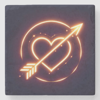 Dessous-de-verre En Pierre glowing image of a heart with cupid's arrow