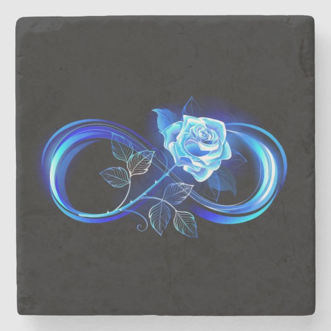 Dessous-de-verre En Pierre Glowing infinity with blue rose (Devant)