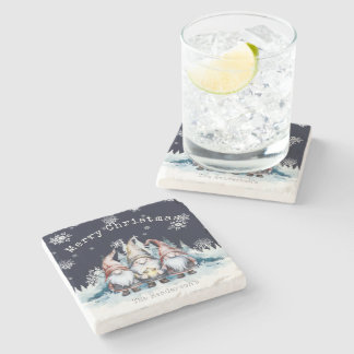 Dessous-de-verre En Pierre Gnomes de Noël aquarelle personnalisés