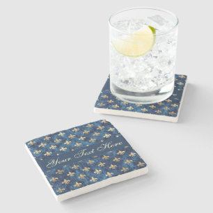 Dessous-de-verre En Pierre Gold Blue Fleur De Lis Dessous de verre Texte Pers
