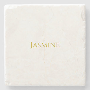 Dessous-de-verre En Pierre Gold Color Plain Minimalist Nom professionnel