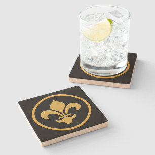 Dessous-de-verre En Pierre Gold Fleur de Lis