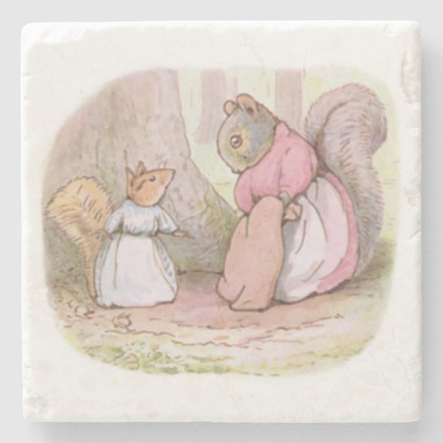 Dessous-de-verre En Pierre Goody et Mme Hackee (écureuils) (Beatrix Potter) (Devant)